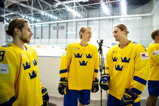 Mario Kempe, Oskar Lindblom and Adrian Kempe of Sweden