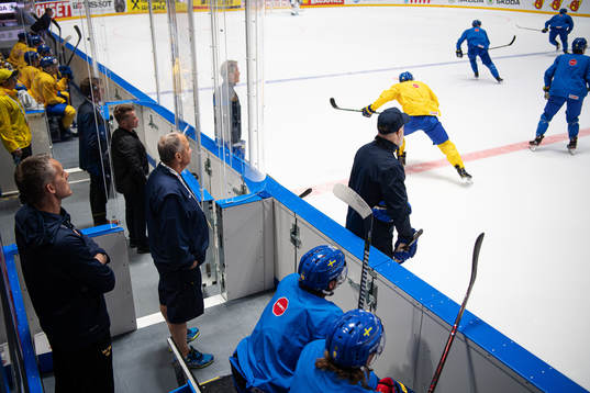 Equipment manager Anders Weiderstål of Sweden watches a