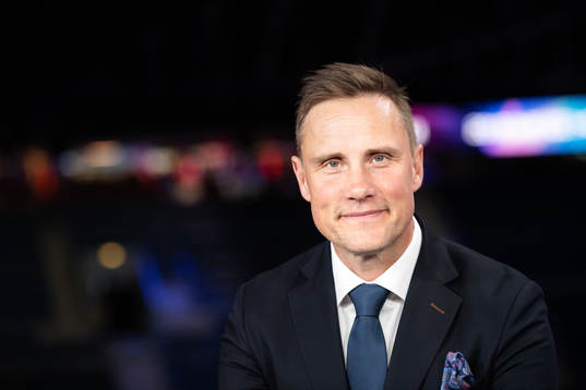 Roger Rönnberg poses for a portrait in the SVT tv studio