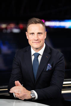 Roger Rönnberg poses for a portrait in the SVT tv studio