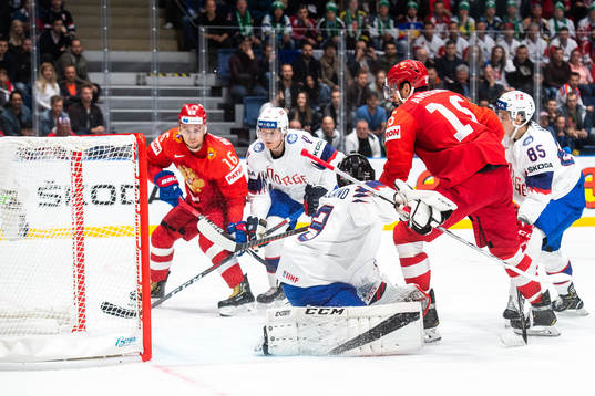 Artyom Anisimov of Russia scores the 2-0 goal behind