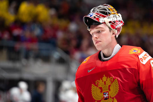 Goaltender Andrei Vasilevski of Russia