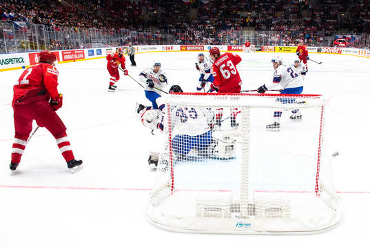 Nikita Kucherov of Russia scores the 3-0 goal