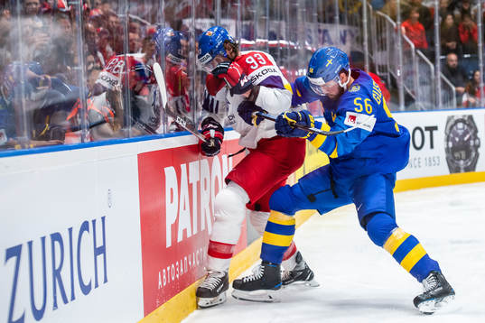 Jakub Voracek of Czech Republic in action with Erik