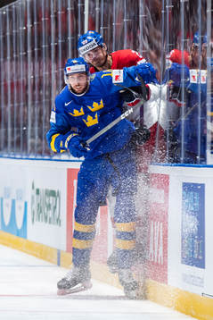 Marcus Pettersson of Sweden and Jan Kolar of Czech Republic