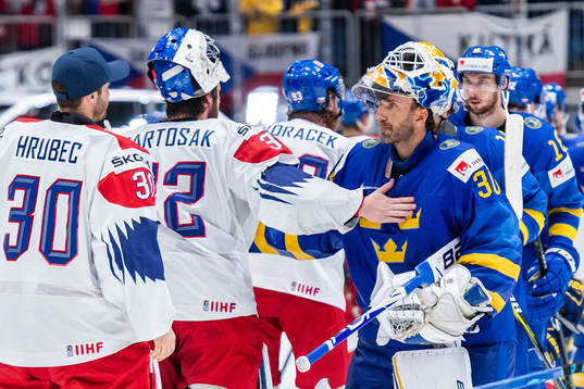 Goaltender Patrik Bartosak of Czech Republic and Henrik