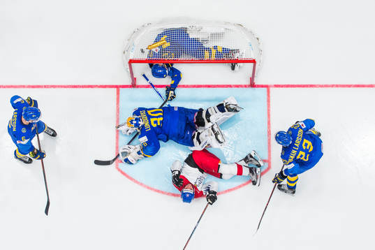 Michael Frolik of Czech Republic, not pictured, scores the