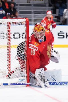 Goaltender Andrei Vasilevski of Russia