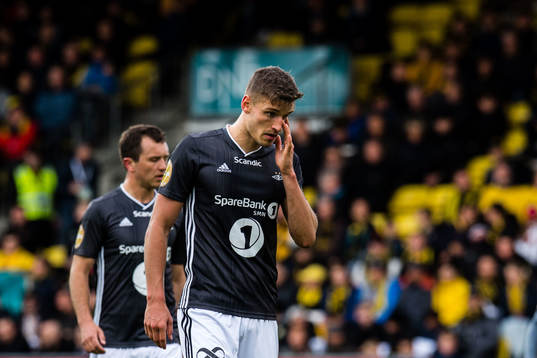 Gustav Valsvik of Rosenborg looks dejected