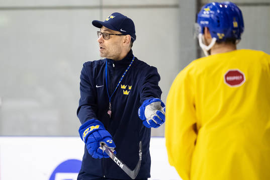 Assistant coach Peter Popovic of Sweden at a practice