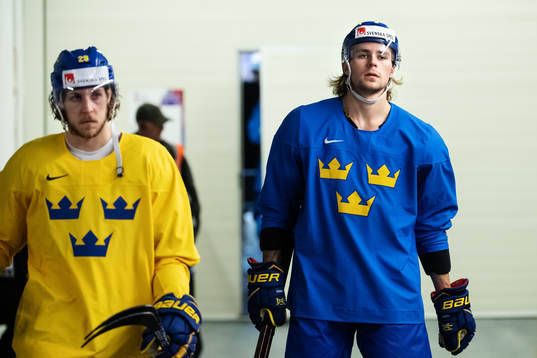 Mario Kempe and Adrian Kempe of Sweden at a practice session
