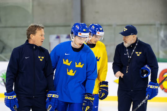 Assistant coach Johan Garpenlöv, Elias Pettersson, Loui