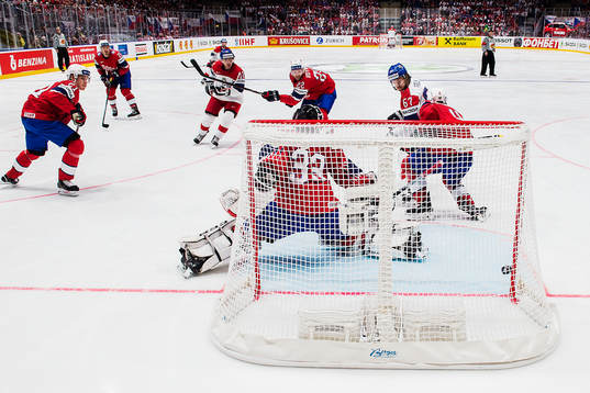 Michael Frolik of Czech Republic scores 1-4 behind