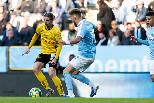 Elfsborgs Pawel Cibicki och Malmö FFs Rasmus Bengtsson