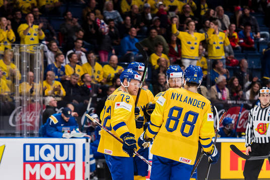 Patric Hörnqvist, Adam Larsson and Robert Hägg of Sweden