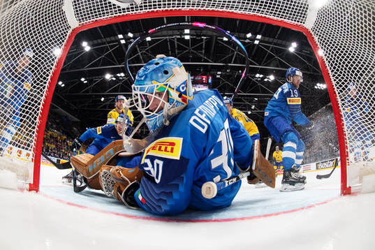Alex Trivellato, goaltender Marco de Filippo Roia and