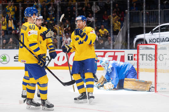 Elias Pettersson, Elias Lindholm and Patric Hörnqvist of