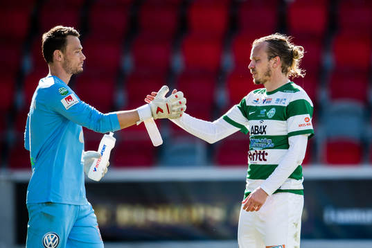 Västerås målvakt Anton Fagerström och Jesper Florén