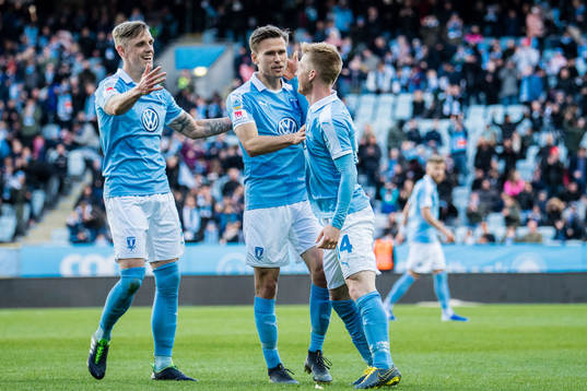 Malmö FFs Sören Rieks, Anders Christiansen och Arnór