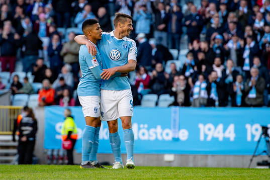 Malmö FFs Romain Gall och Markus Rosenberg jublar