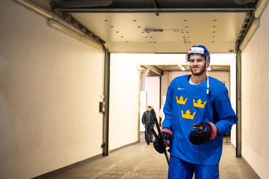 Alexander Wennberg of Sweden arrives to a practice session