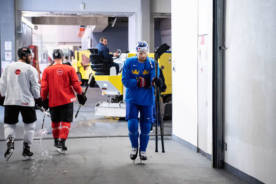 Alexander Wennberg of Sweden arrives to a practice session