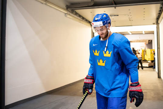 Alexander Wennberg of Sweden arrives to a practice session
