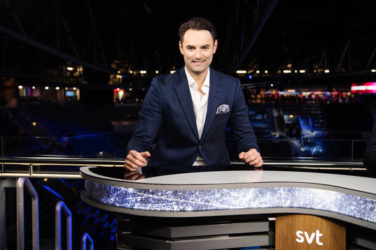 Dusan Umicevic poses for a portrait in the SVT tv studio