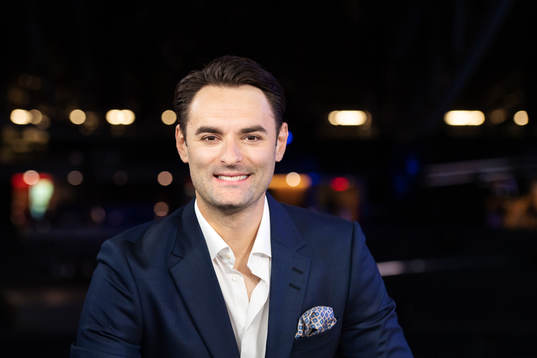 Dusan Umicevic poses for a portrait in the SVT tv studio