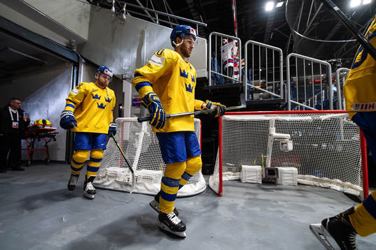 William Nylander and Alexander Wennberg of Sweden walking