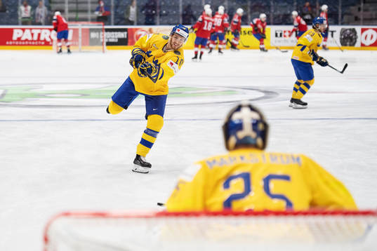Alexander Wennberg of Sweden at warm-up
