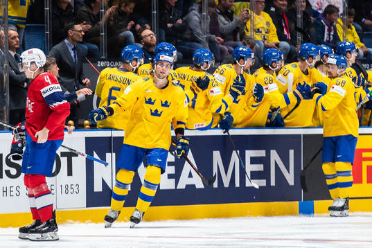 Adrian Kempe of Sweden celebrates the 0-4 goal