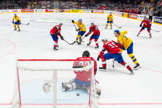 Adrian Kempe of Sweden scores the 0-4 goal behind
