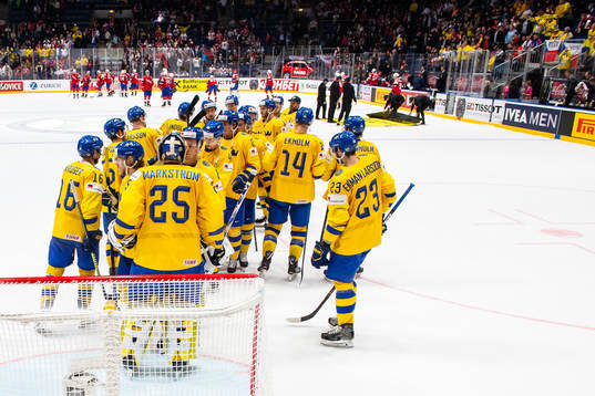 Players of Sweden celebrate