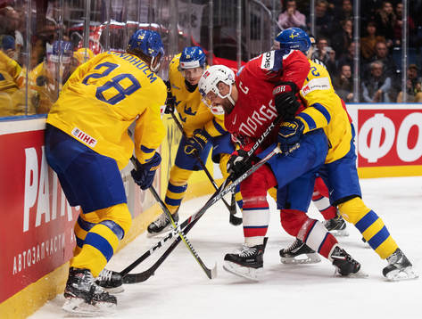 Elias Lindholm, Loui Eriksson and Patric Hörnqvist of