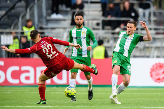 Östersunds Charlie Colkett och Hammarbys Jeppe Andersen