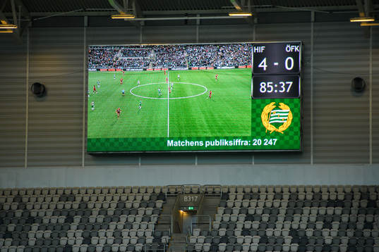 Resultattavlan visar resultatet 4-0 och publiksiffran 20