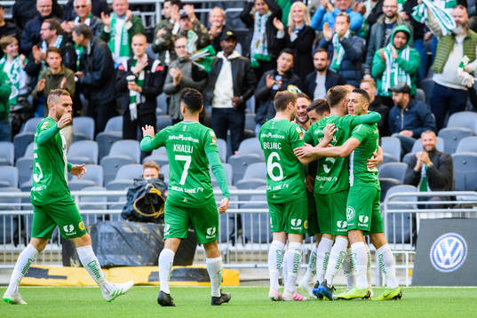 Hammarbys spelare jublar