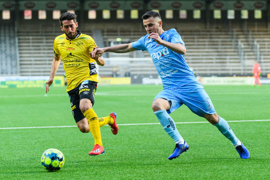 AFC Eskilstunas Kadir Hodzic och Elfsborgs Frederik Holst