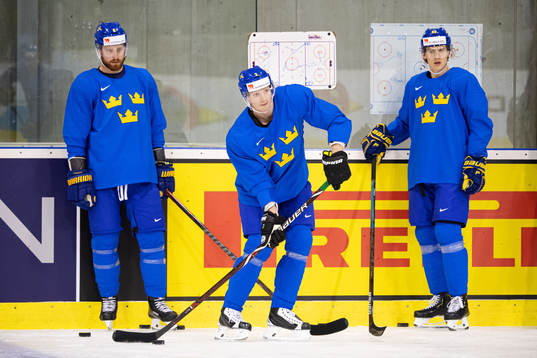 Adam Larsson, John Klingberg and Oskar Lindblom of Sweden