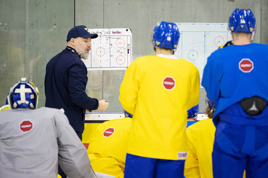 Head coach Rikard Grönborg of Sweden at a practice session