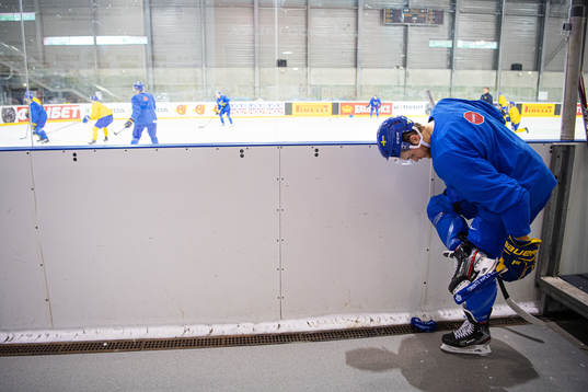 William Nylander of Sweden leaves the ice at a practice
