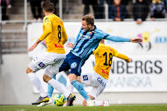Djurgårdens Jonathan Ring och Falkenbergs Jacob Ericsson