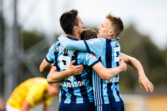 Djurgårdens Haris Radetinac jublar med lagkamrater
