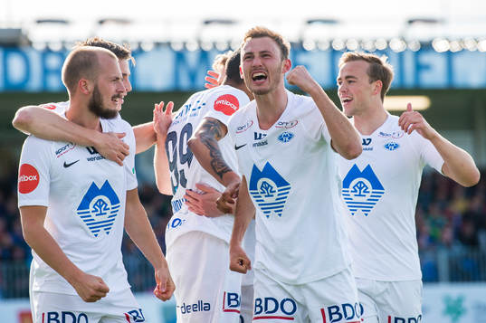 Fredrik Aursnes of Molde celebrates