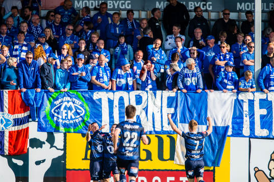 Liridon Kalludra of Kristiansund celebrates