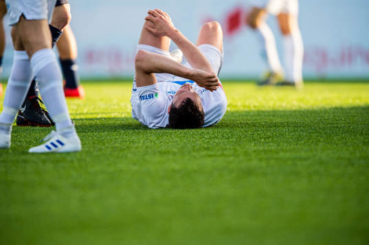 Vegard Forren of Molde looks dejecteds