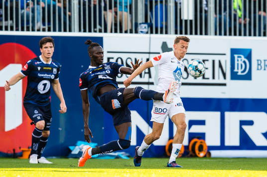 Amidou Diop of Kristiansund and Mattias Kent Moström of