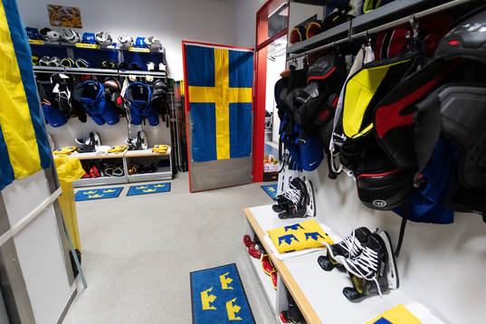 The dressing room of team Sweden