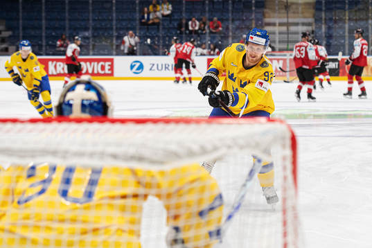 Gabriel Landeskog of Sweden at warm-up